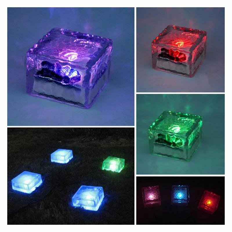 Goede LED Lamp Ondergrondse Deck pad Licht Wit blauw RGB Solar Baksteen Ijsblokje Path Verzonken Vloer Lichten outdoor waterdichte