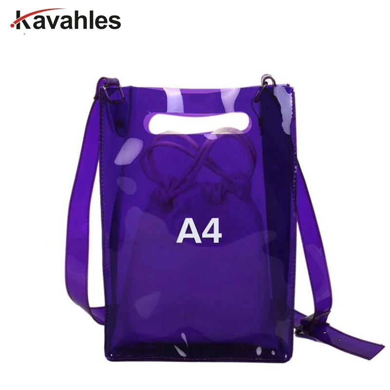 

New Women Summer Beach Bag PVC Transparent Bags Fashion Shoulder Waterproof Plastic Composite Crossbody Messenger bags LW-159