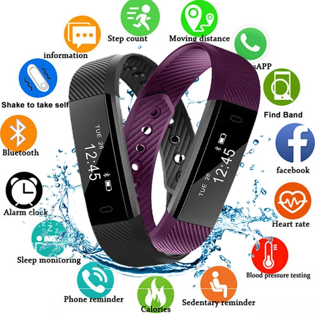 Смарт ID115 браслет Bluetooth Stappenteller фитнес-трекер для Iphone Android Telefoon цифровой Бег Спорт