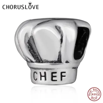 

Choruslove I love Cooking CHEF Hat Charm Beads Authentic 925 Sterling Silver Cooking Beads fit Pandora Women DIY Bracelet SS3079