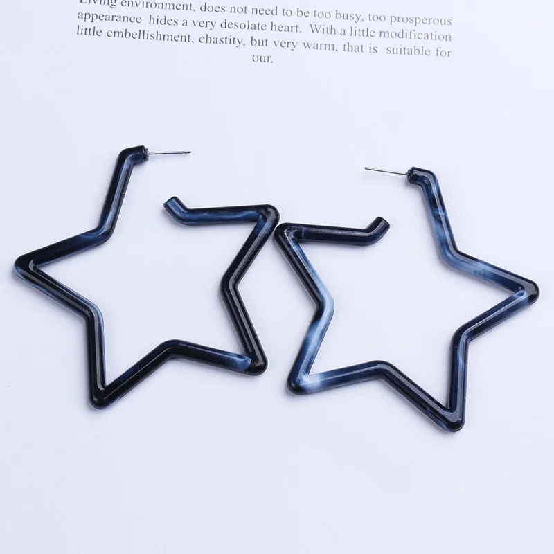 

ES194 Japan Korea Hollow Five-star Resin Earrings Acrylic Star Earring Stud Earrings Cold Wind Simple Fashion Jewelry For Gift