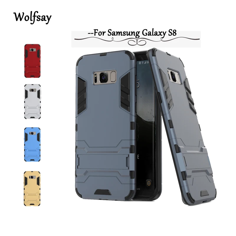 

For Samsung Galaxy S8 Case 5.8 inch Slim Robot Armor Kickstand Shockproof Rugged Rubber Hard Back Case For Samsung S8 Cover