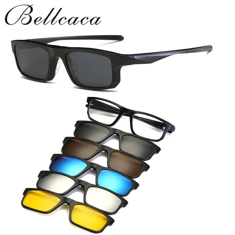 Fashion Spectacle Frame Eyeglasses Men Women With 5 clip on Polarized