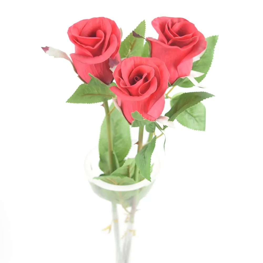 Cheap Artificial Rose Bud Real Touched Feel 21'' PU Latex Wedding
