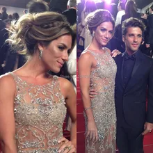 Аппликации со стразами тонкие зубчатые Спагетти ремни прозрачные в пол платья знаменитостей