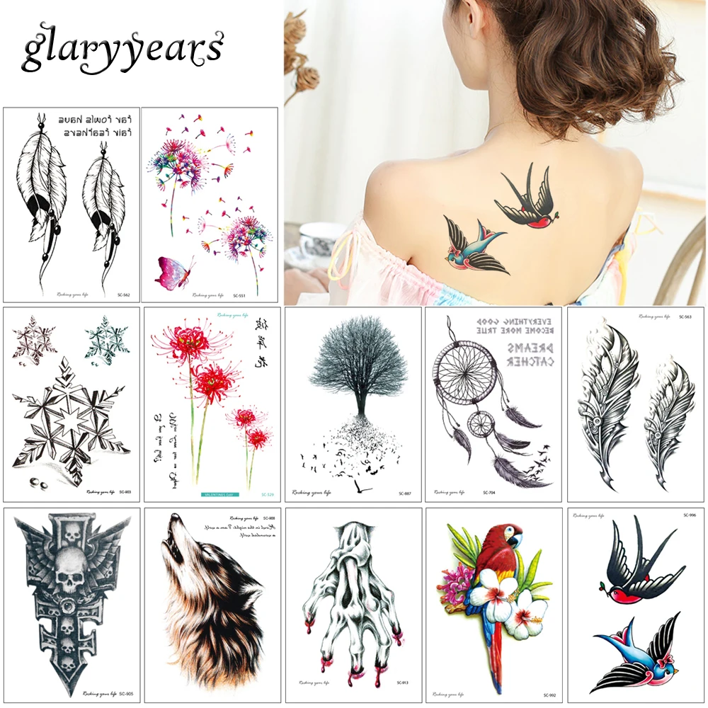 Glaryyears 5 Potongan Lot Sementara Tato Tubuh Sc Kecantikan