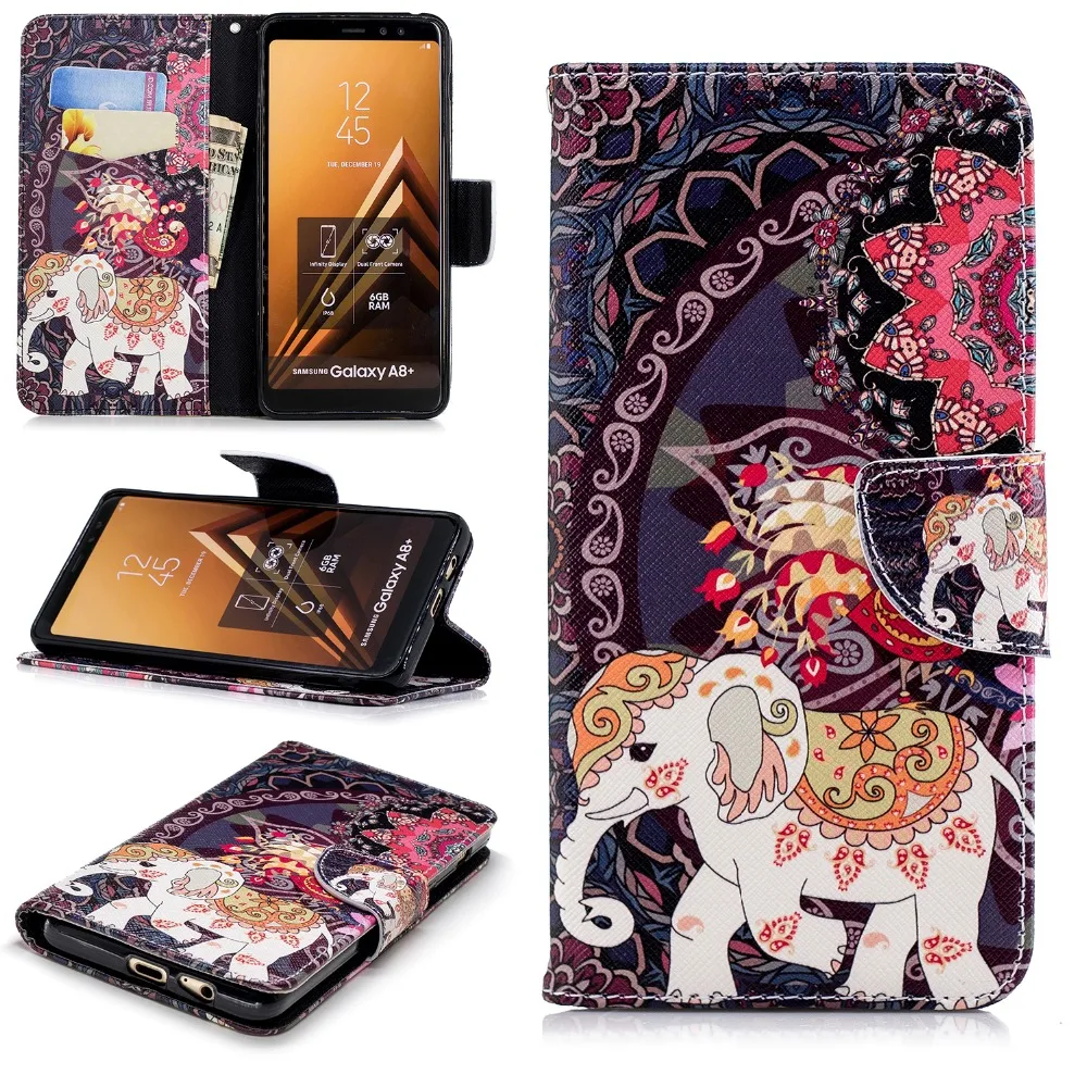 SjuzzyU Anti-knock PU Leather Case For Samsung Galaxy A8 plus 2018 Covers card bag Flip cases funda | Мобильные телефоны и