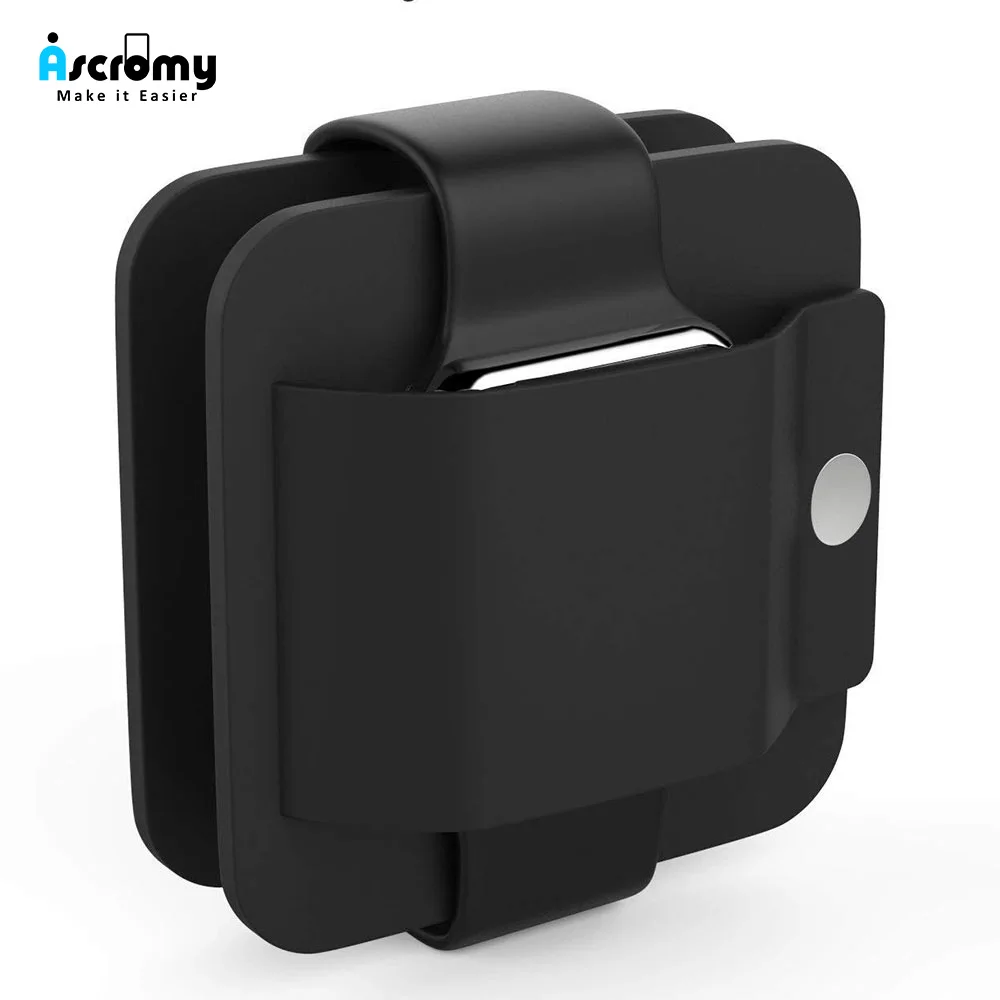 

Ascromy For Apple Watch Charging Case Wallet Soft Silicone Charge Holder Stand Charging Dock Station Storage For Apple Watch New
