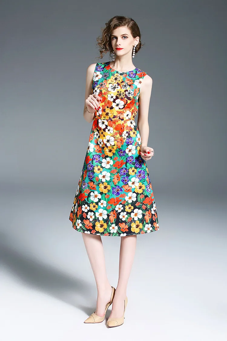 Sans 2018 Mode Nouvelle Mince Femme De D'impression Robe Manches 67xZqg