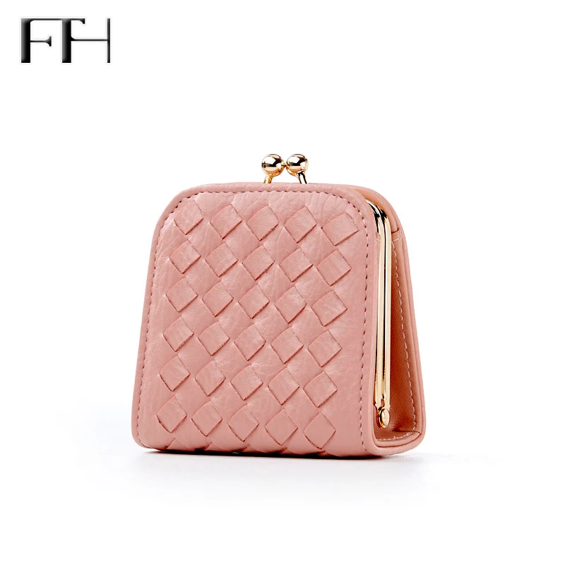 

Fashion women weave hasp mini coin purses female cheap casual Change Clips elegant clutches For Girls lady brief knitting Wallet