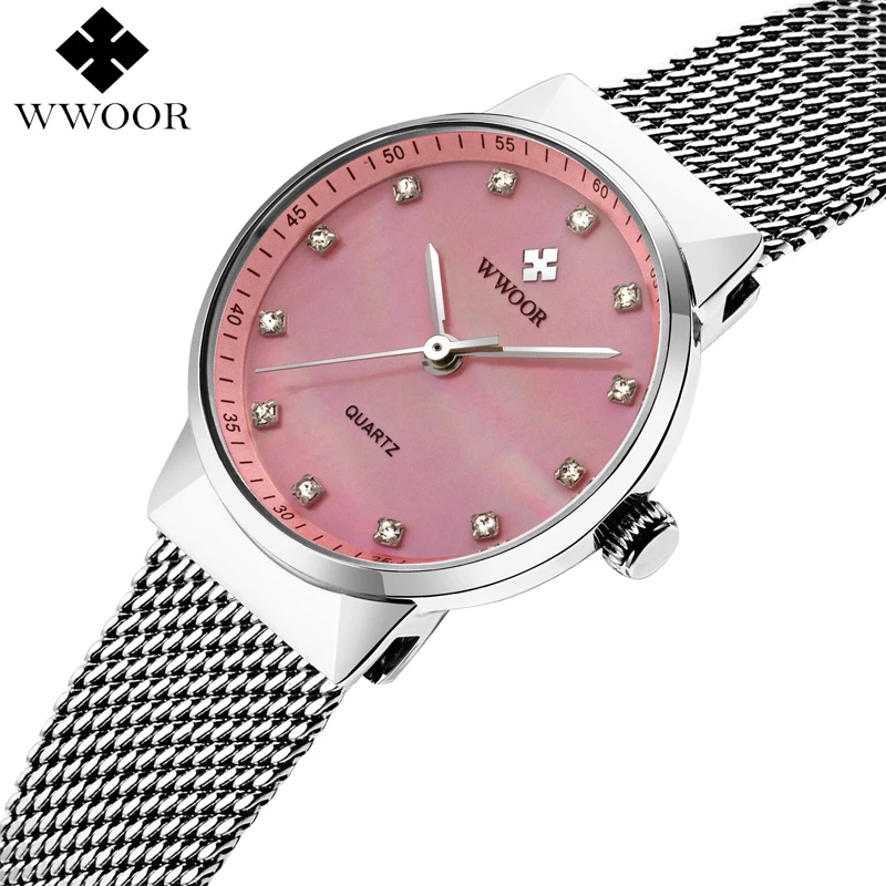 

Fashion Women Waterproof Quartz Watch Women Brand Luxury WWOOR Small Clock Ladies Diamonds Hour Stainless Steel Wrist Watch Gift