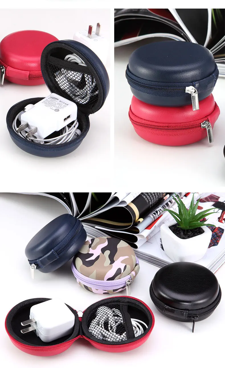 EVA Mini Zippered Round Storage Hard Bag Portable Case for Headphones Case Headset Box for Earphone Case SD TF Cards Earphone (17)