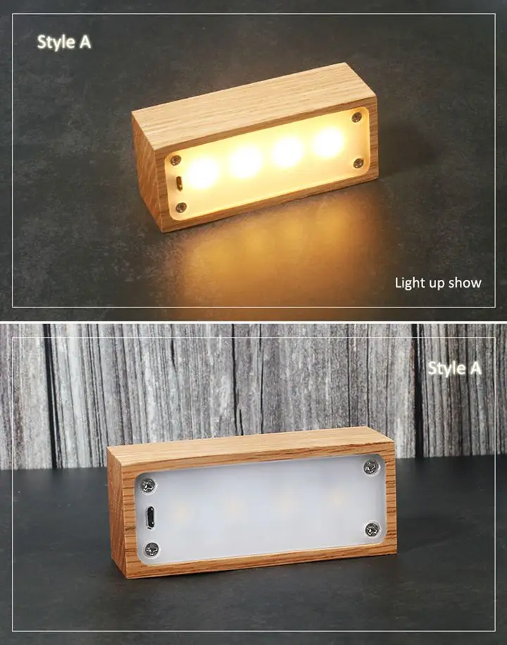 Wood LED Night Light Table Desk Lamp 15