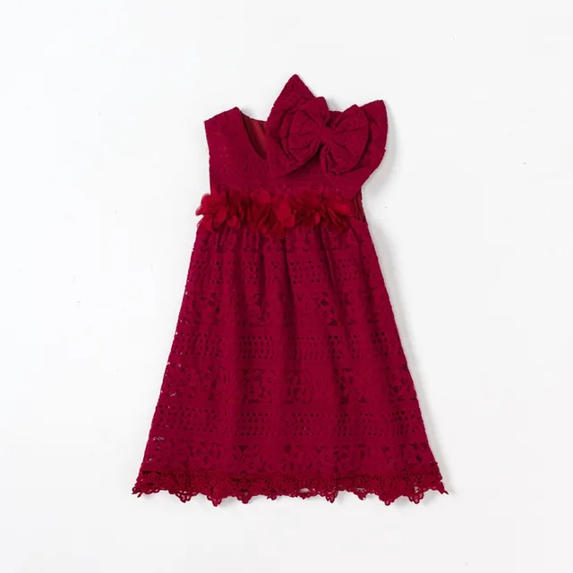 Korean Girls Lace Dress Children Bow Party Dresses Cotton Fabric Kids