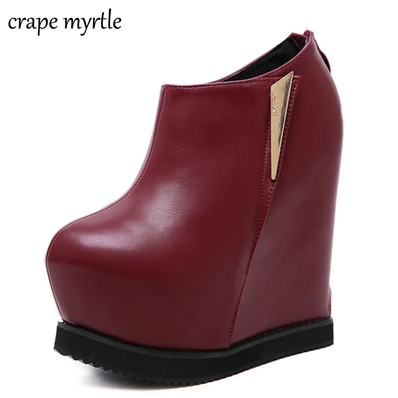 

womens shoes heels boots snow shoes Women Ankle Boots Platform Wedge shoes Zip High Heel Boots Autumn Shoes fall boots YMA498