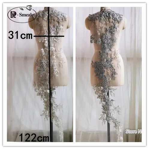 Дизайн вышитое кружевное свадебное платье с блестками аппликация DIY свадебный головной убор кружевной воротник кружевная ткань патч 31*122 см RS2122