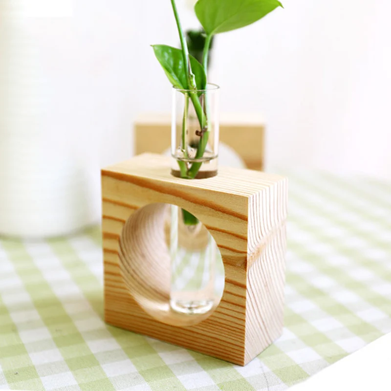 Аксессуары для домашнего декора, деревянный Настольный цветок бонсай, поднос для дома, свадебная декоративная ваза, гидропонная художественная ваза