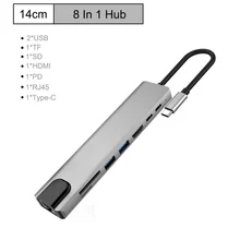 Мульти USB C концентратор к концентратор USB 3,0 HDMI 4 K/SD/TF кардридер/PD зарядка аудио/RJ45 адаптер для MacBook Pro Тип c usb сплиттер(China)