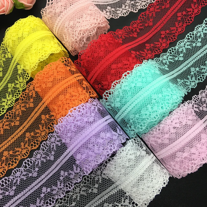 Artisanat bilatéral en filet brodé dentelle | 10yds, 40mm de large, ruban d'habillage, décorations pour mariage/anniversaire/noël/nœud |