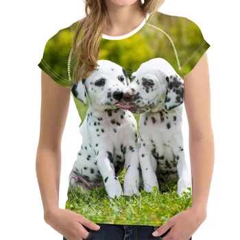 

Funny 3D Dalmatian Dog/Puppy Print Women Summer T-shirts Casual O Neck Short Sleeve Top Tees Harajuku Female T Shirt