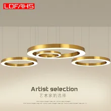 LOFAHS современный светодиодный светильник, роскошный большой комбинированный круг для гостиной, светодиодный светильник, подвесные светильники, кольцевые люстры, лампа