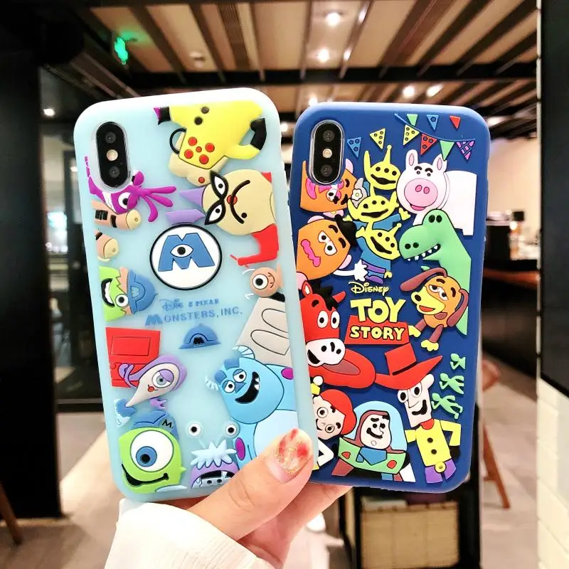 

Japan Cartoon 3D Toy Story Three Eyes Silicone Cover case for iphone 6 7 8 Plus X XR XS MAX Galaxy S7 S8 S8p S9 S9p phone cases