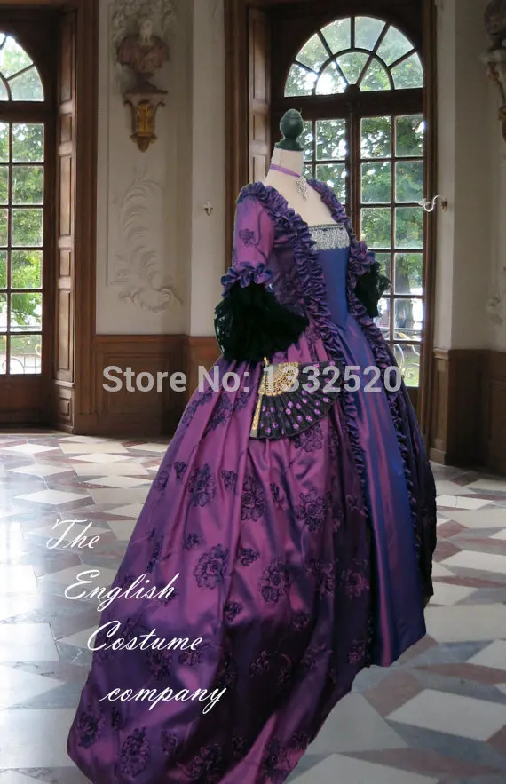 Marie Antoinette Dress Georgian colonial 18th century taped Rococo Style Gown Dress