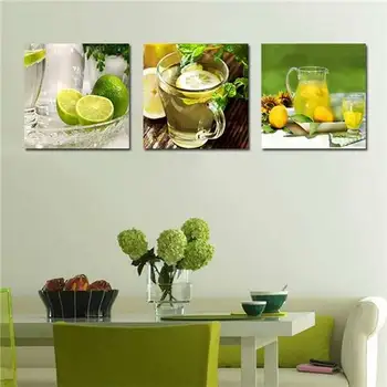 

3 Panel Modern Printed Fruits Lemon Painting Picture On Canvas Kicthen Decor Cuadros Landscape For Living Room(No Frame)Pr151