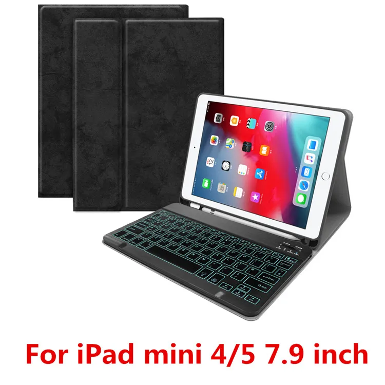 black Чехол клавиатура для iPad mini 5 7,9 чехол 360 Поворот беспроводная клавиатура с подсветкой Bluetooth чехол для iPad mini 4/5 7,9 дюймов Чехол - Цвет: black