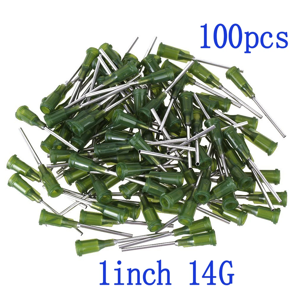 

100pcs, Dispensing Needles Syringe Needle Blunt Tip with Luer Lock 14Gauge x 1(1Inch Length),Screw Interface Needles 14Ga