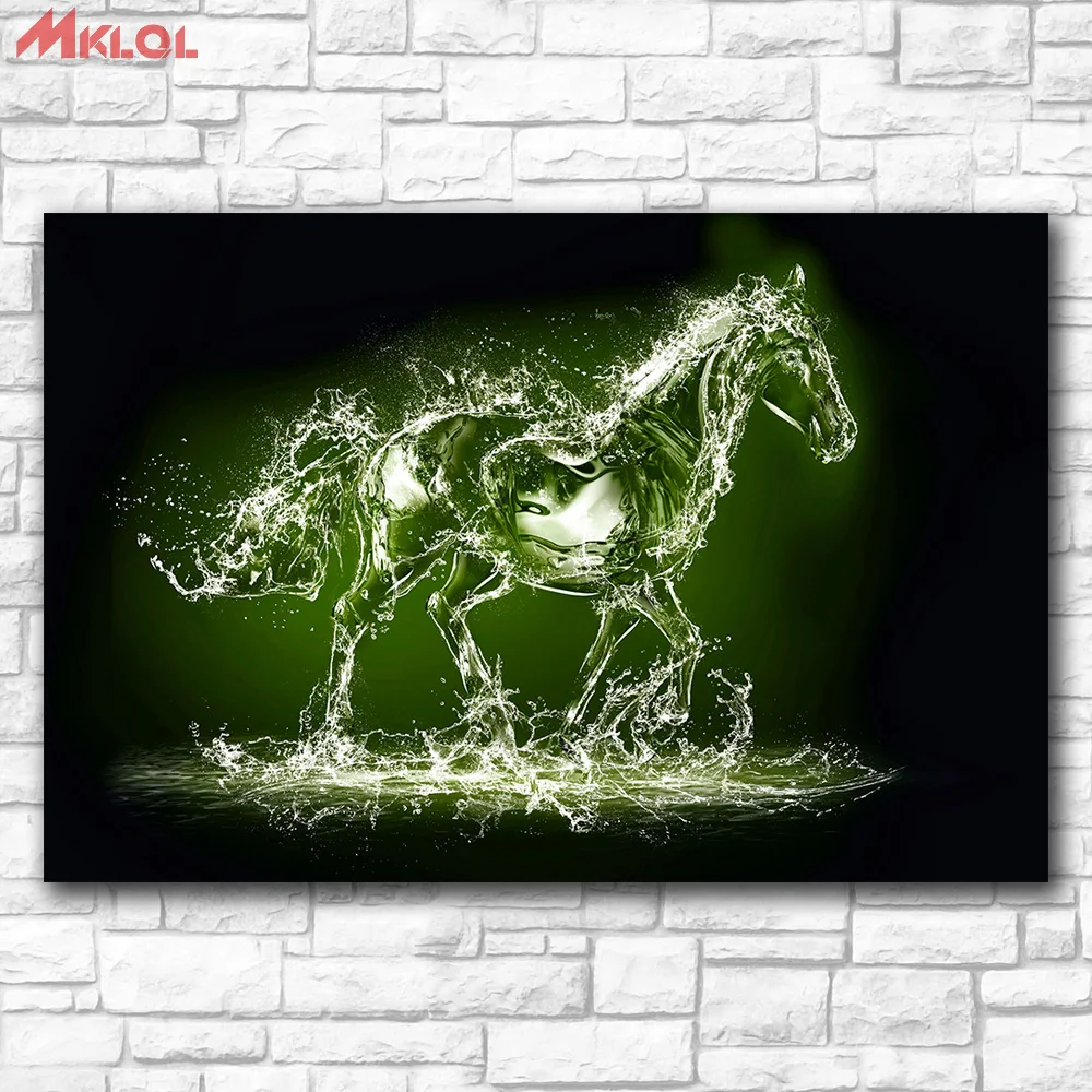Large Size Water shaped horse Wall Art Paiting Canvas Home Decor oil Painting Print Nice wall picture for living room | Дом и сад