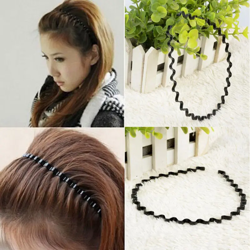 1pcs New Fashion Unisex Black Hippie Wavy Zigzag Sport Metallic