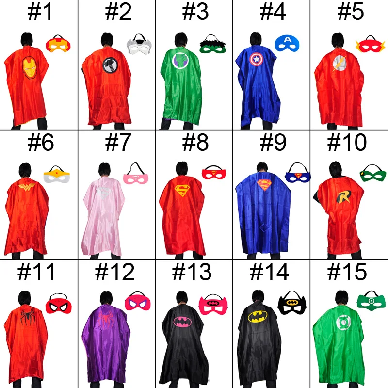 

Mask+cape superman spiderman superhero capes costume suits for boys party Costume Suit Superhero Movie Costumes Christmas iron