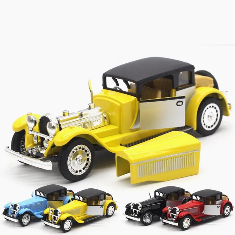 1:28 винтажная модель автомобиля Bugatti 2 с открытыми дверями из сплава литья под