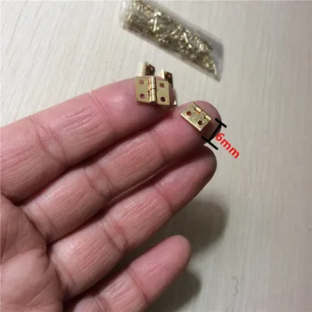 

Brass Mini Hinge Decor Door Hinges Wooden Gift Jewelry Box Hinge Fittings for Furniture Hardware+Nail,10*8mm,10Pcs