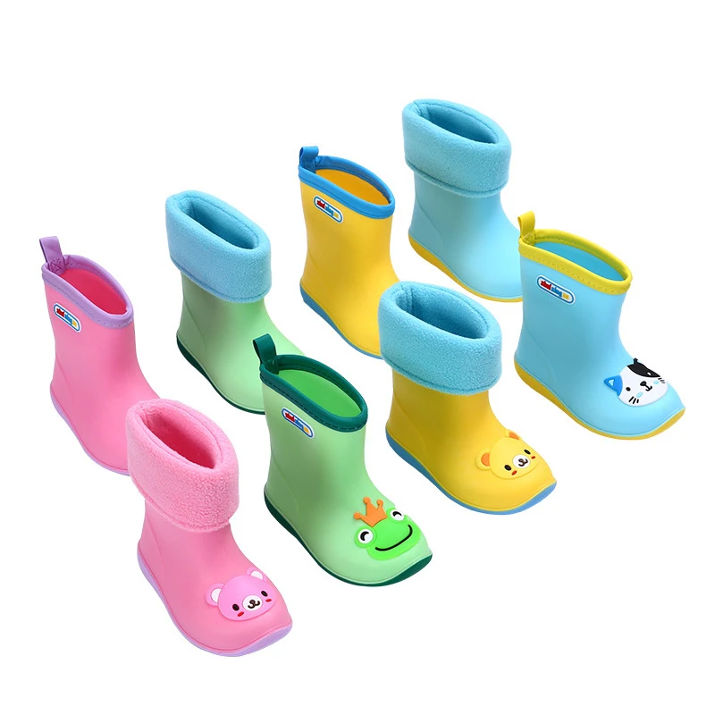 Детские Водонепроницаемые Нескользящие ботинки от дождя для мальчиков и девочек, милые непромокаемые ботинки с героями мультфильмов