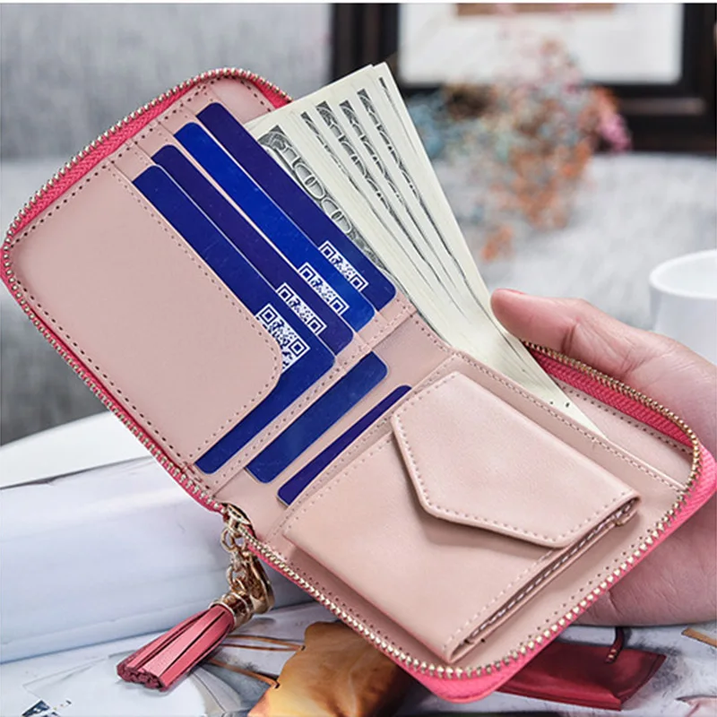 Бронзовая кисточка короткий кошелек для денег держатель для карт чехол для телефона сумка на молнии MUG88