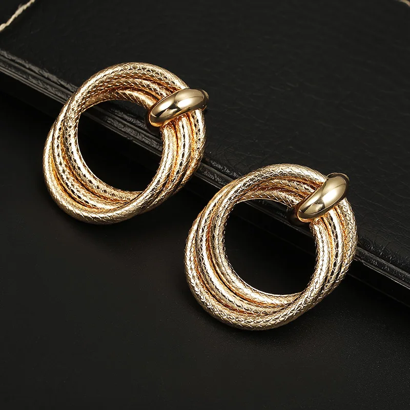 

Indian Earrings Boho Statement Jewelry Gold Circle Earrings For Women Bohemian Gold Geometric Stud Earrings Metal Pendientes