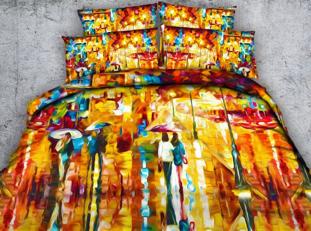 JF 438 Bright colors quilt covers 4pcs van Gogh imitation painting