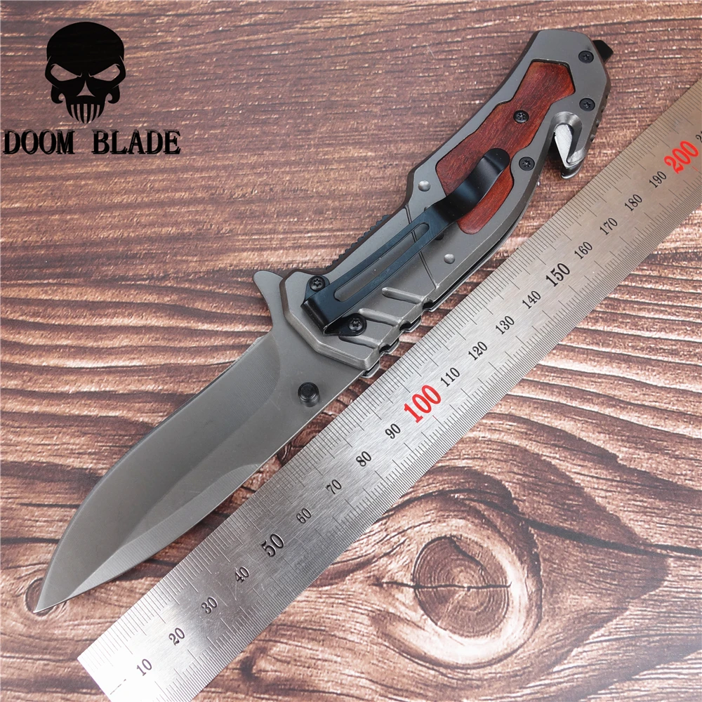 205 мм 5CR15MOV лезвие быстро открывающиеся складывающиеся Ножи Лезвие деревянная ручка для ножа Походный нож уличный ножи из нержавеющей стали