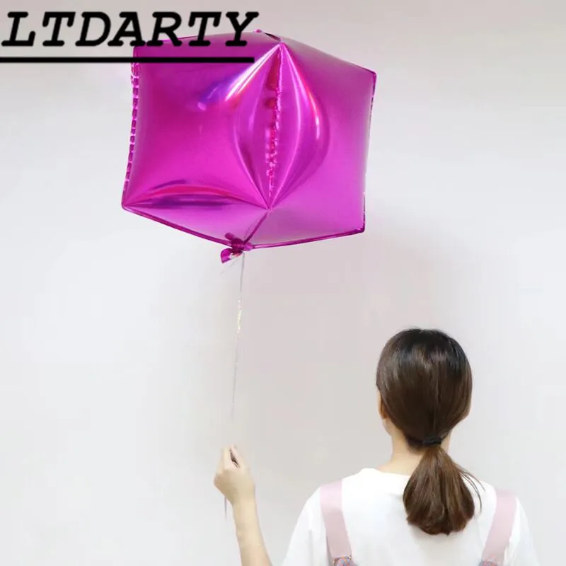 rose red 20 шт 4D алмазные круглые кубики в форме сердца гелиевые шары из цельной алюминиевой фольги Воздушные шары вечерние, свадебные, праздничные, новогодние украшения - Цвет: rose red