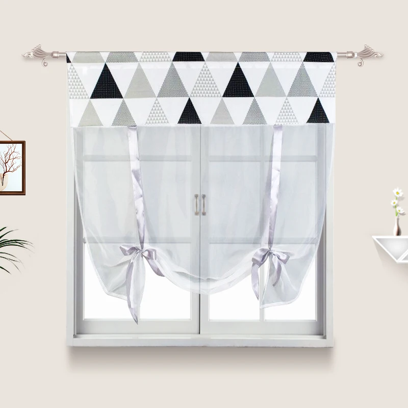 Летающий белый геометрический тюль, занавески, современные занавески для кухни, прозрачные тюлевые шторы для окон, отвесные жалюзи