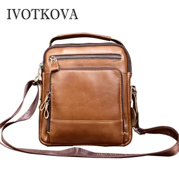 

IVOTKOVA Men Bag Designer Genuine Leather Fashion Male Messenger Bags Ladies Single Shoulder Bag Cross body Bags Men's Handbags