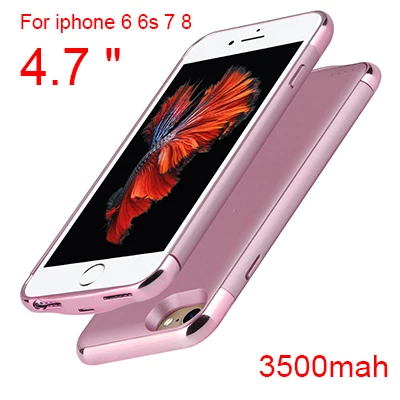 Slim Ultra Thin Battery Charger Case For iPhone 8 7 6 6s Plus Power Bank Battery Charger Phone Case For iPhone 6 6 s 7 8 X XS - Цвет: i6 i6s i7 i8 Rosy