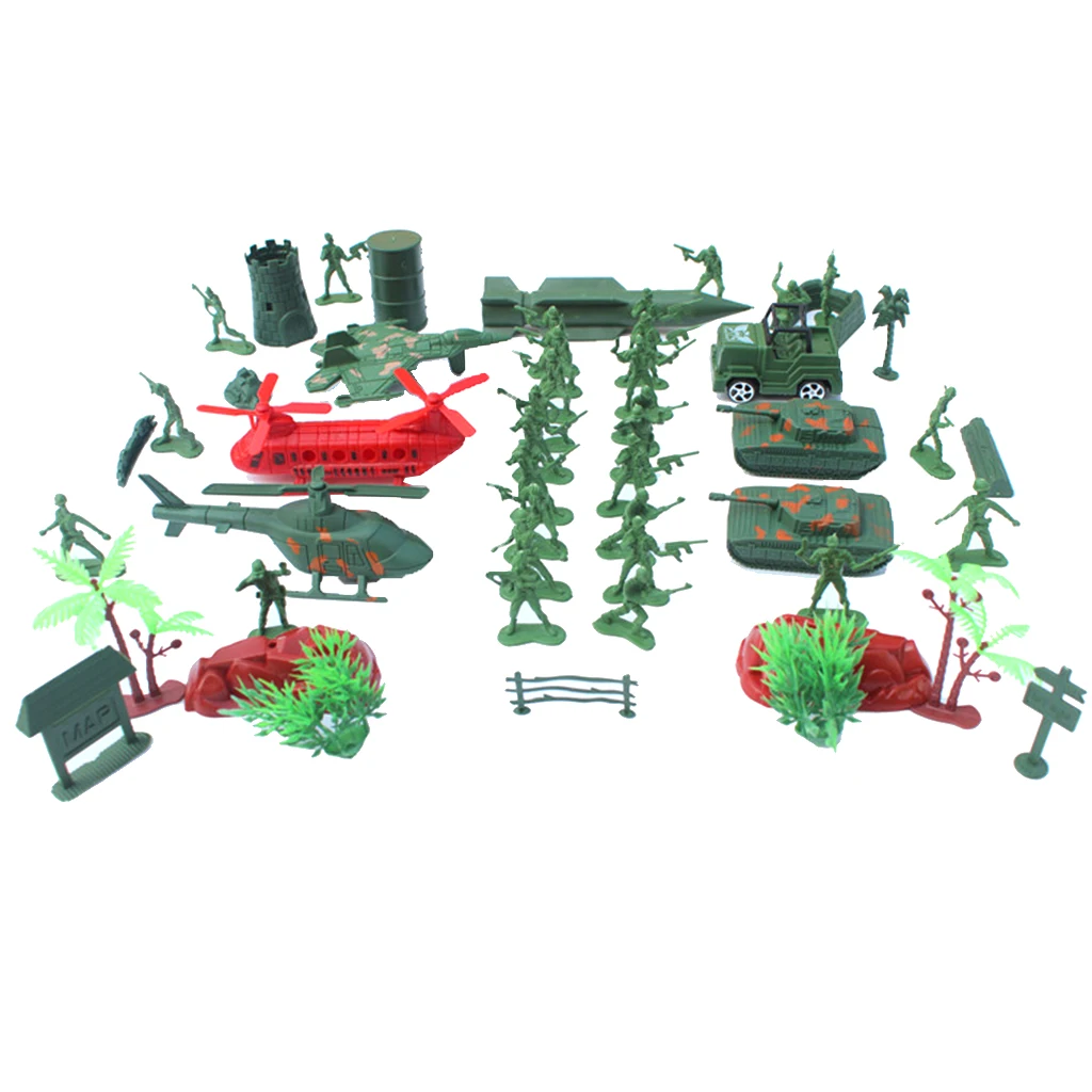 52Pcs Plastic Soldier 4cm Army Figures Play Set for Army Sand Scene Model Landscape Children Kids Toys Home Decoration