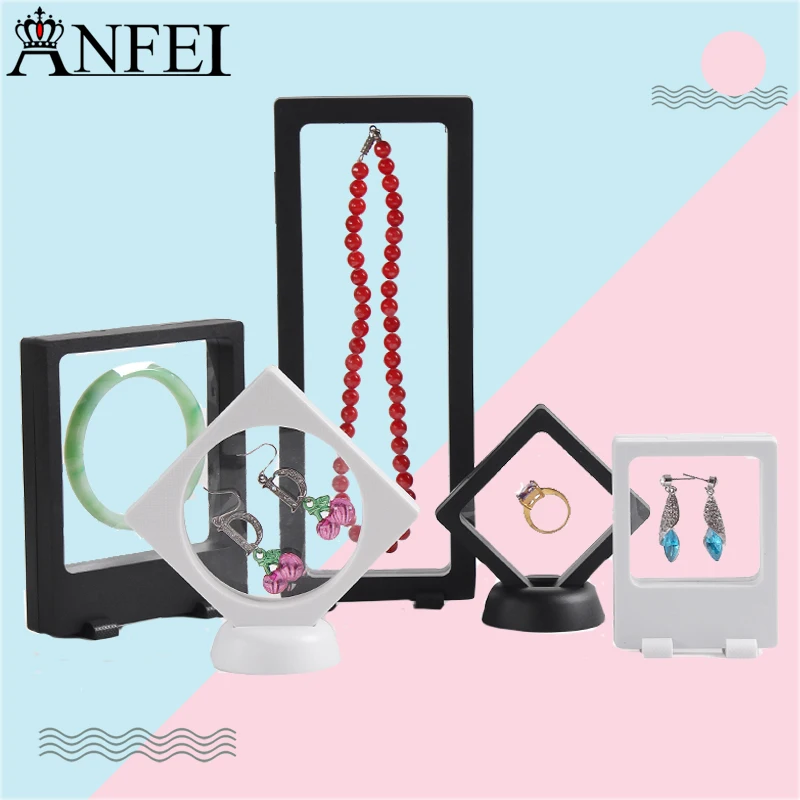 Anfei Jewelry Дисплей Windows квадратный подвеска окна ювелирных изделий пластмасс Дисплей стойки кольца Организатор ясно Цепочки и ожерелья