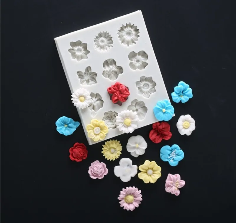 

3D Sunflower Rose Flowers Silicone mold fondant Cake Border Decorating tool Sugarcraft Cake Mold Crafts DIY