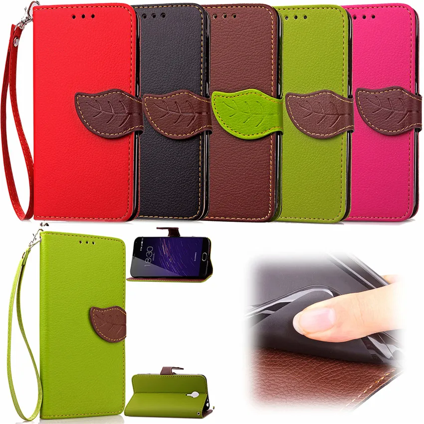 Elegant Leaf Design PU leather Wallet Case For Meizu M2 Note case Wallet Card font b