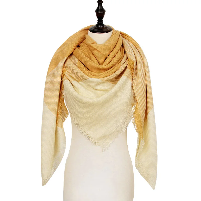 Теплый кашемировый зимний шарф женский платок качество хорошее шерсть шарфы женские,модные плед шарфы платки палантины,большой шарф в форме треугольника,шарф мягкий и приятный на ощупь - Цвет: Color 28