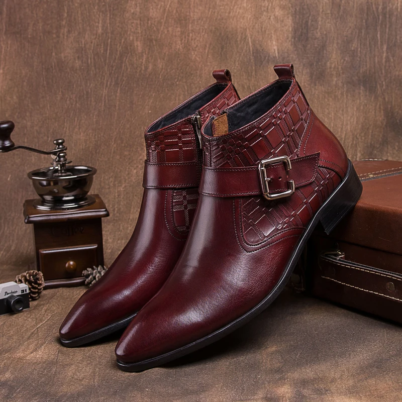 MYCOLEN/Новое поступление; классические ботильоны в винтажном стиле; черные кожаные мотоциклетные ботинки на молнии сбоку; Мужская обувь; зимняя обувь